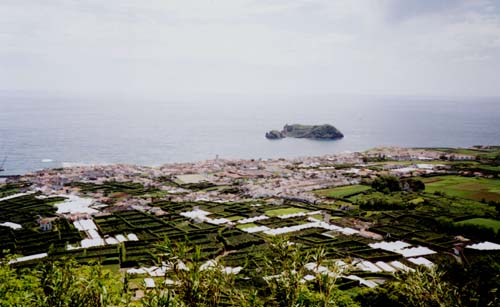 São Miguel, Azoren,Vila Franca do Campo, Aussicht von Vila Franca do Campo vonErmida da Nossa Senhora da Paz